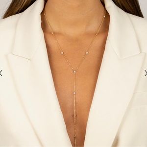 ADINA EDEN - Colored CZ Bezel Station Lariat Necklace Gild - Brand New